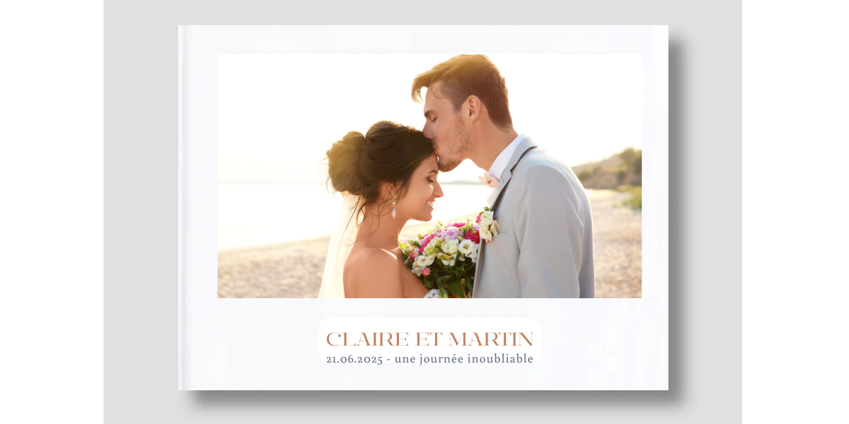 livre de mariage : exemple de couverture pour un souvenir intemporel de la cérémonie laïque