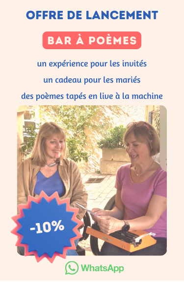 Animation mariage originale : Le Bar à Poèmes. Offre de lancement